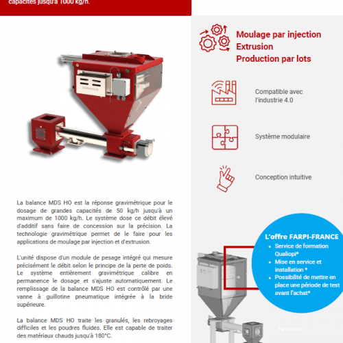 Fiche produit doseur gravimétrique MDS 20 HO Balance 🇫🇷