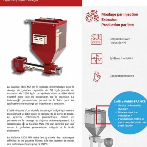 Fiche produit doseur gravimétrique MDS 40 HO Balance 🇫🇷