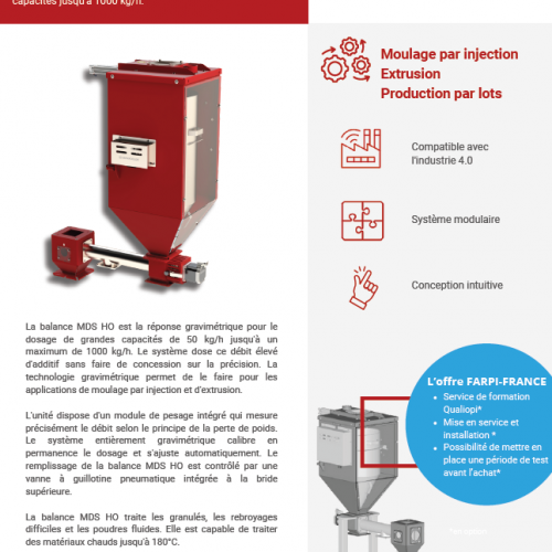 Fiche produit doseur gravimétrique MDS 60 HO Balance 🇫🇷